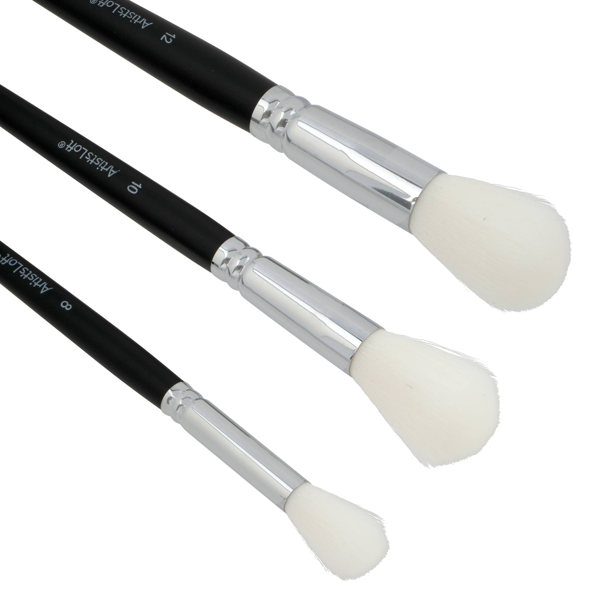 6 Pack: Oval Mop White Taklon 3 Piece Mixed Media Brush Set by Artist's Loft®
